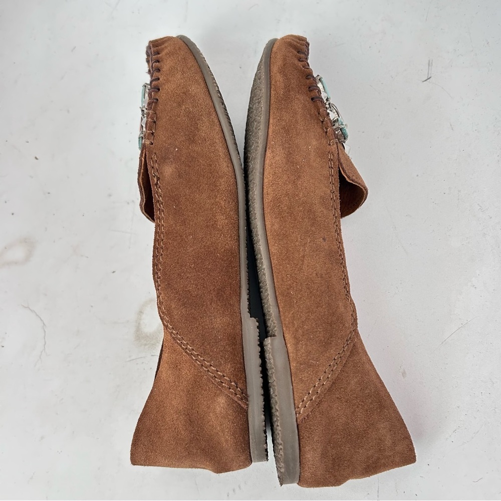 Free People Brown Suede Embellished Cherokee Moccasins Size 41 10.5 NWOB - Picture 9 of 10